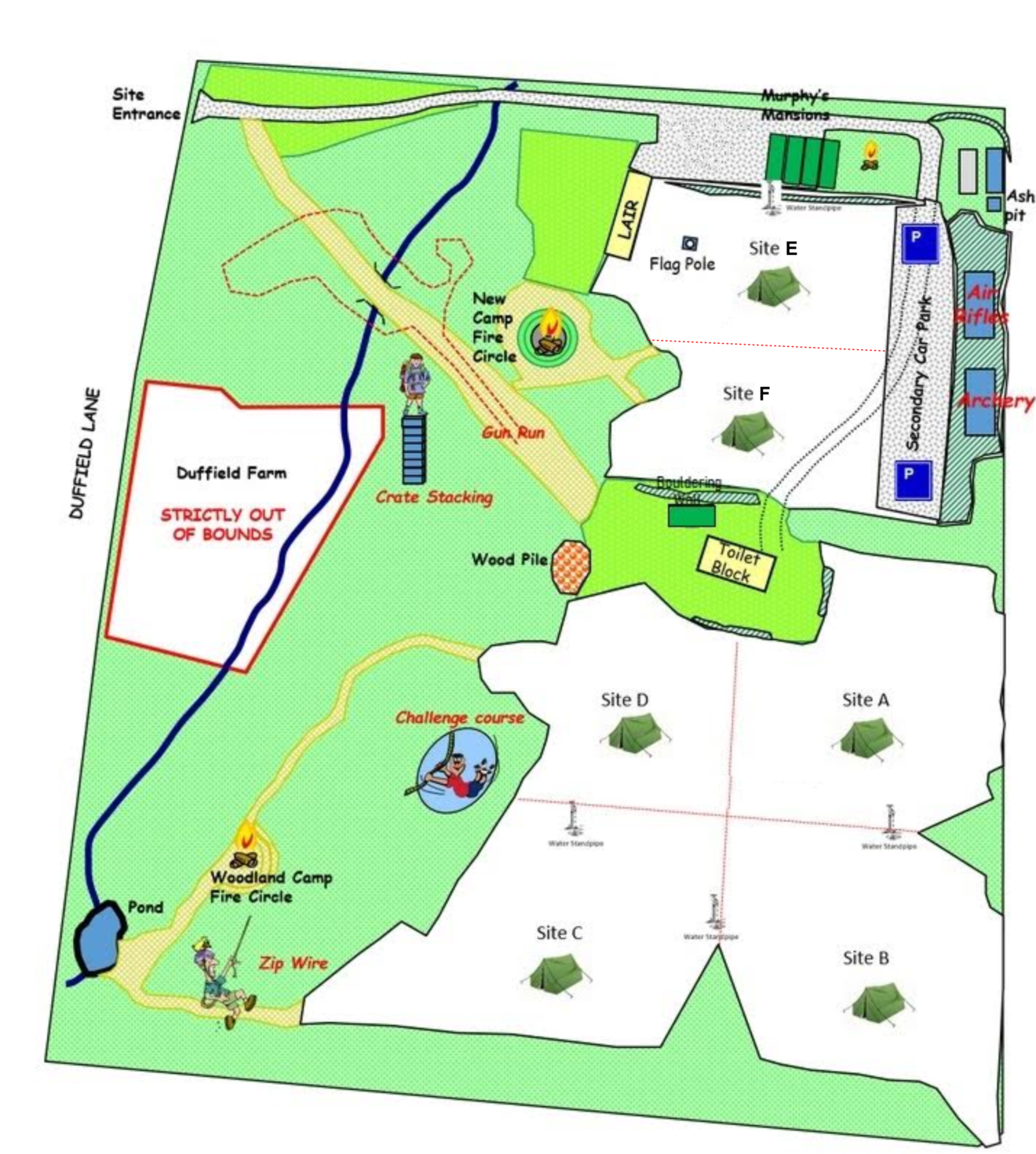 Site Map Scouts Walter Davies Scout Camp